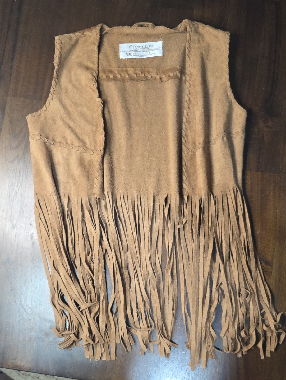 Fornia Fringed Suede Kids Vest in Tan